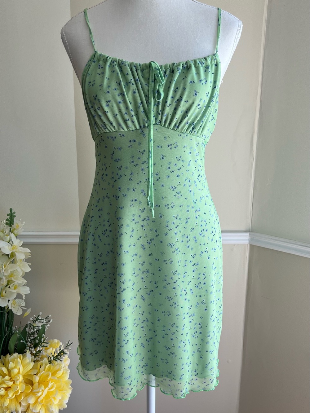Light Green Floral Slip Dress